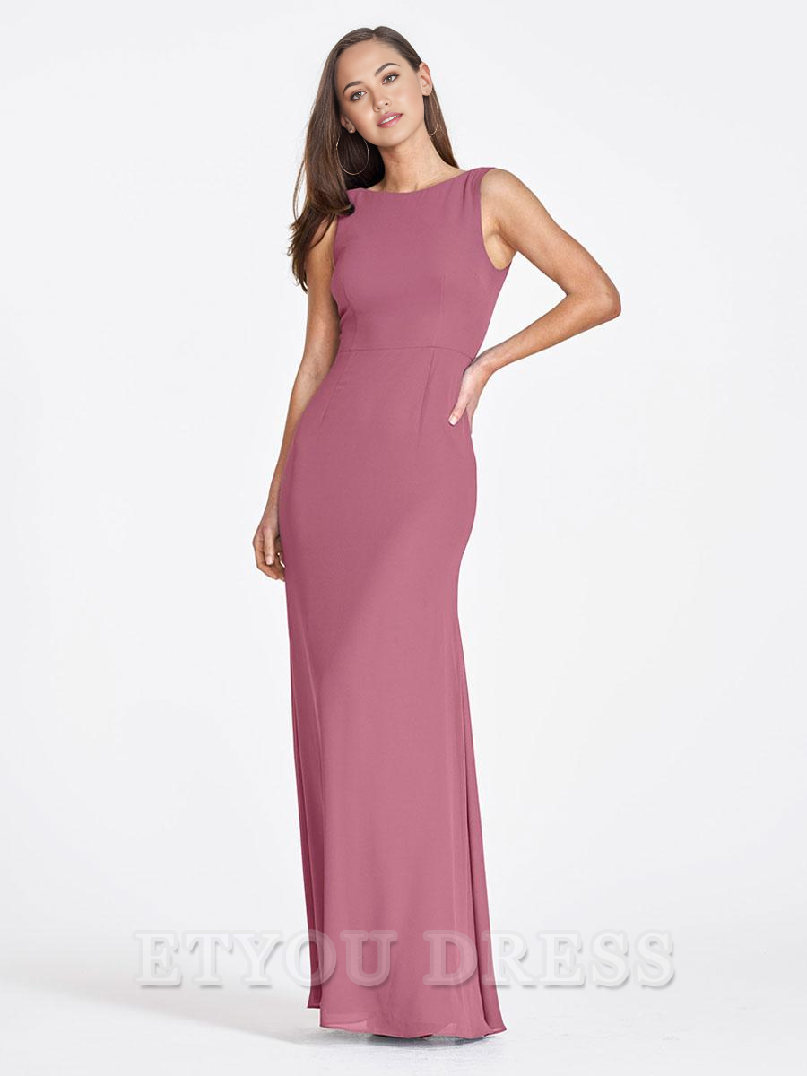 Sheath Sleeveless Chiffon Floor-Length formal dresses Bridesmaid Dresses evening gown Prom Dress